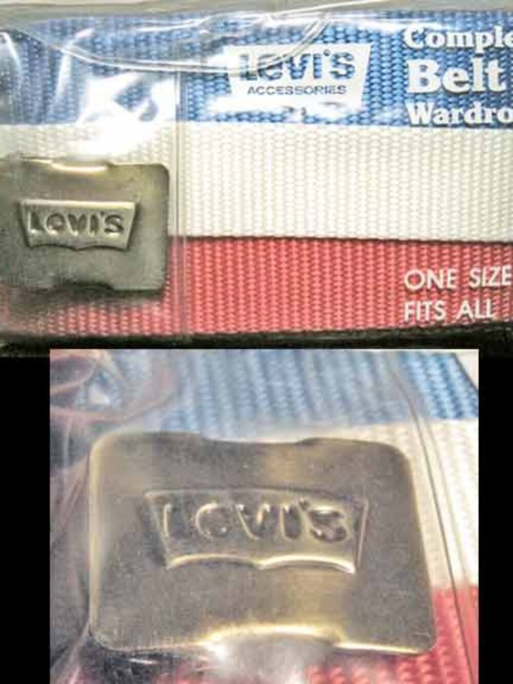 Levi's 1970's Rare Belt Set with Buckle, 3 Belts & 1 Buckle.  New in package